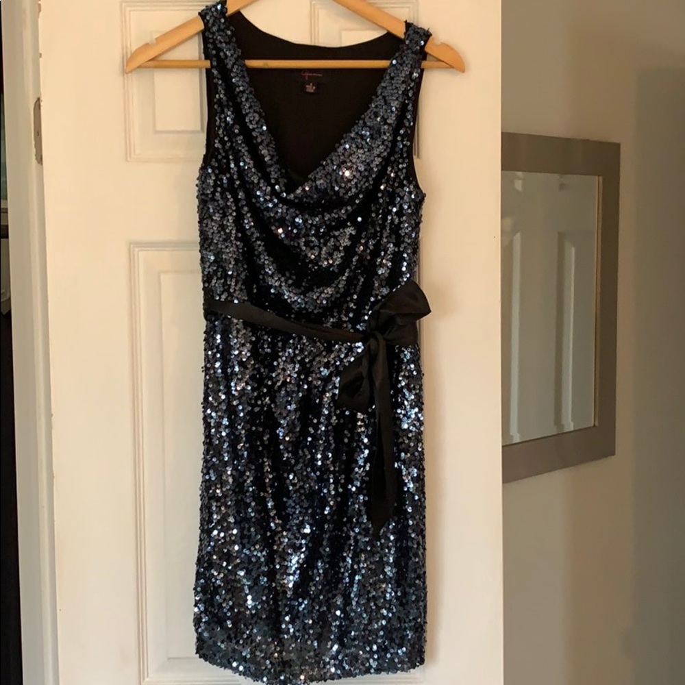 Dark blue and black sequin dress